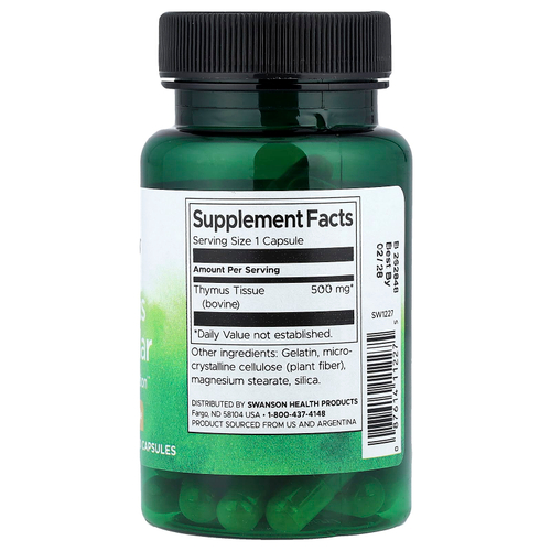 Swanson, Вилочковая железа, 500 мг, 60 капсул