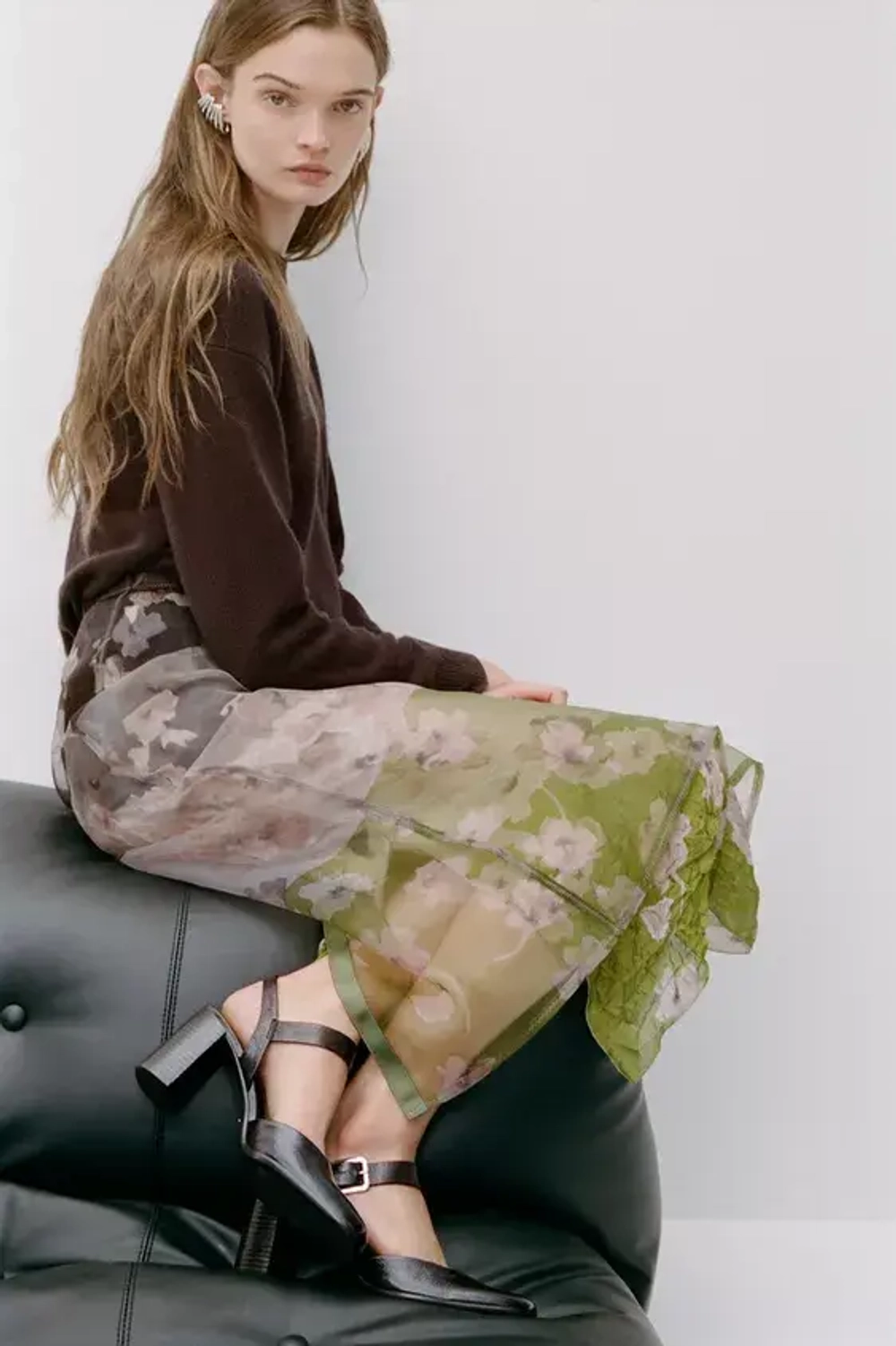 ZARA ОДНОТОННЫЙ СВИТЕР ИЗ 100% КАШЕМИРА, ШОКОЛАДНЫЙ