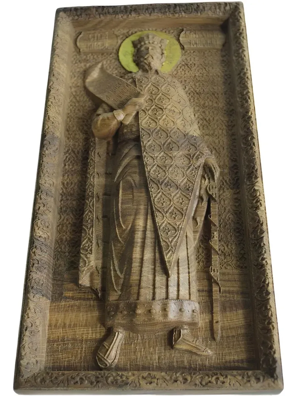 Икона освященная Вячеслава Чешского резная из массива дуба