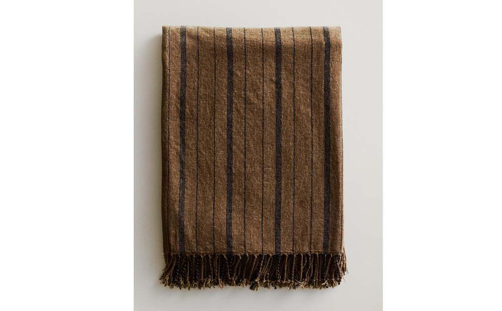 Zara Home плед из полиэстера, в полоску, 140x190 см