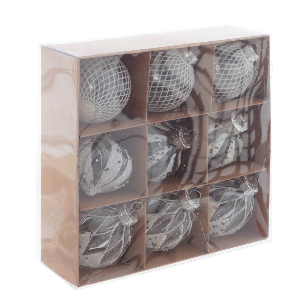 GAEM Набор из 9шт Украшение новогоднее "Шар", D8см, L24,6 W8 H24,6см