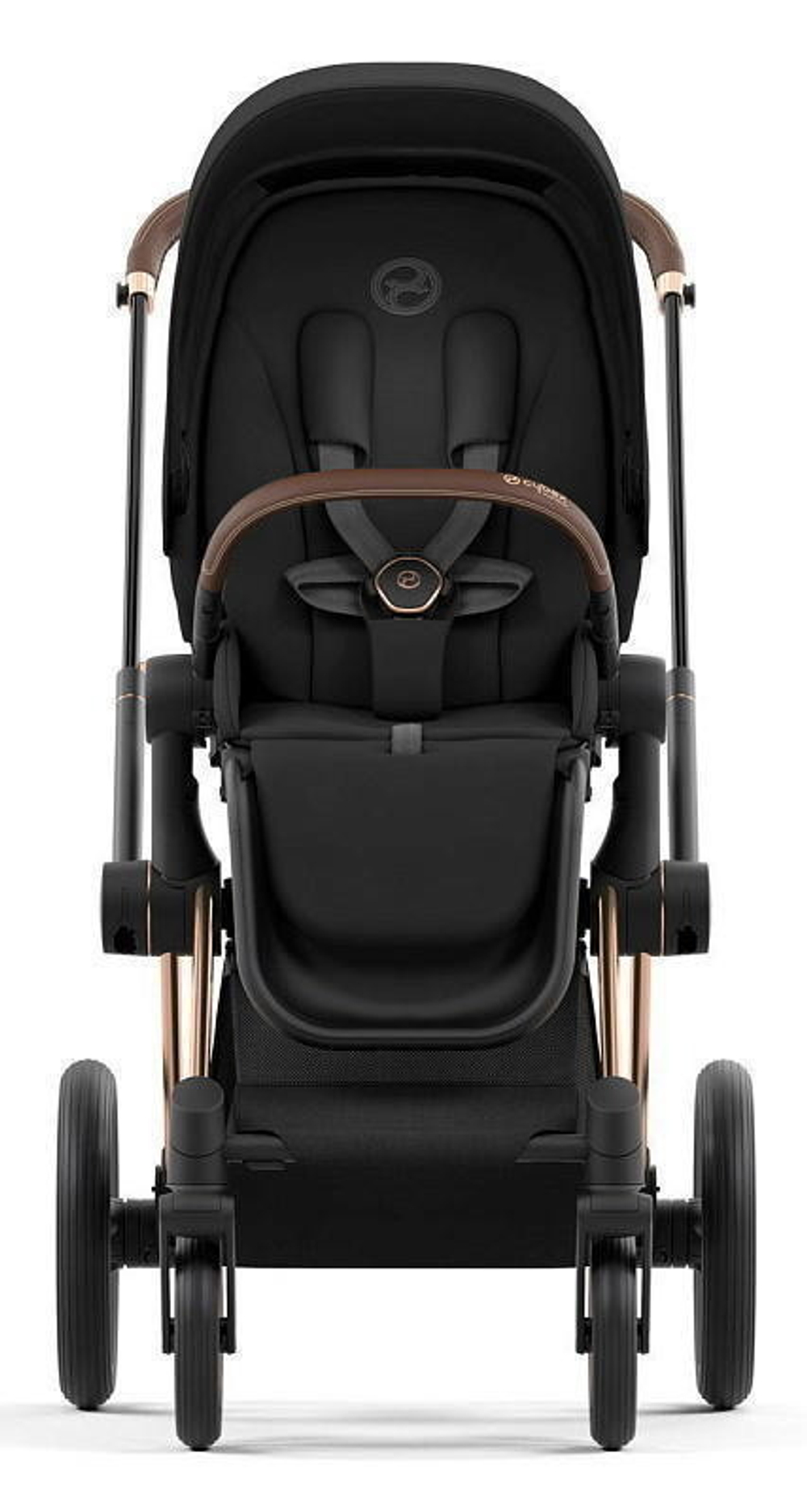 Коляска Cybex Priam IV Rosegold complete Aton S2 Moon Black Base One 4 в 1 Sepia Black