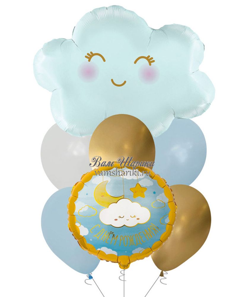 Набор шаров с голубым облачком на День Рождения мальчику