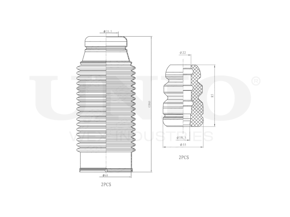 Комплект пыльник и отбойник UNIO DUC-50032