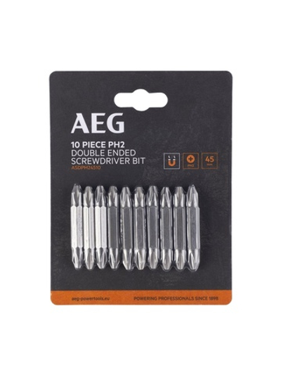 Биты двухсторонние 10 шт, РН2, 45 мм AEG ASDPH24510 4932479515