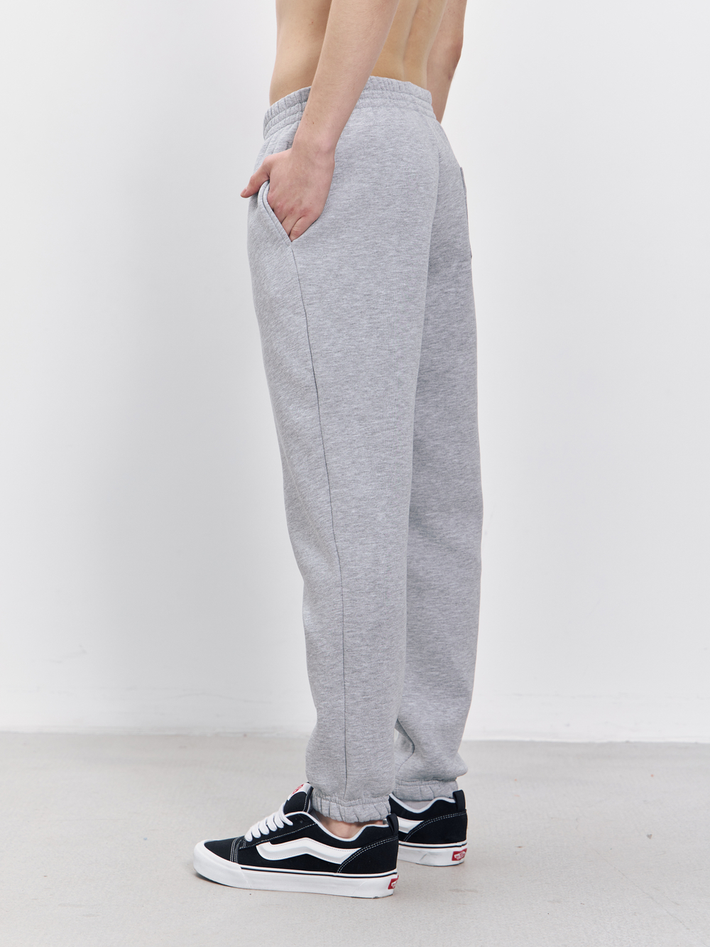 Брюки мусжкие с начесом "jogger fleece" (серый меланж)