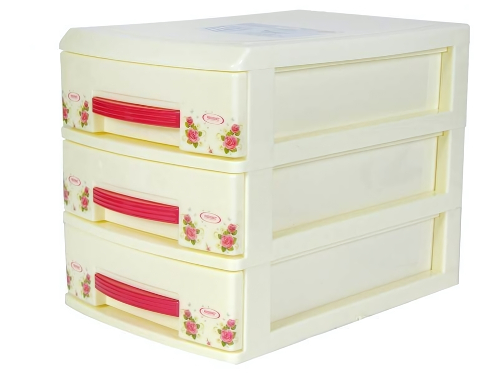 Комод 3-х секционный мини "Декор" (слоновая кость)