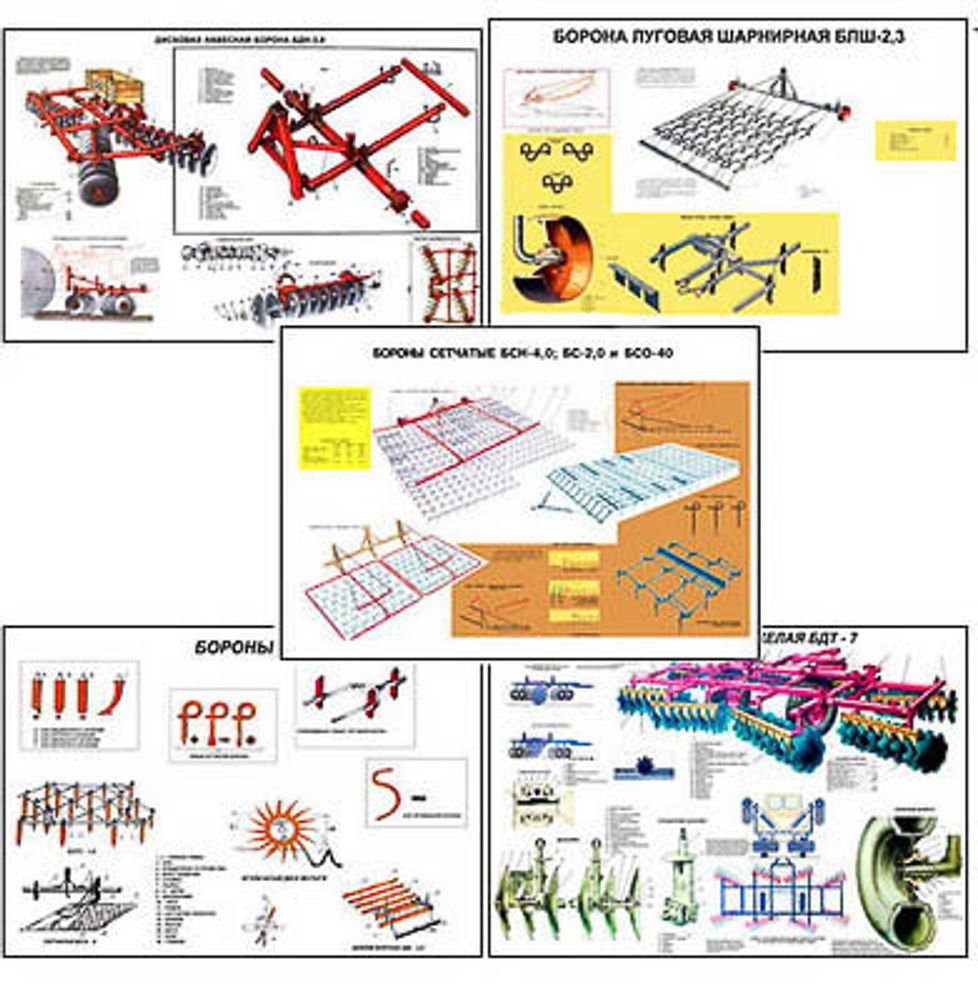 Плакаты ПРОФТЕХ &quot;Бороны&quot; (12 пл, винил, 70х100)