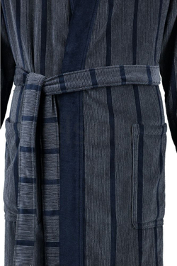 Элитный халат велюровый мужской 2830 синий от Cawo фрагмент