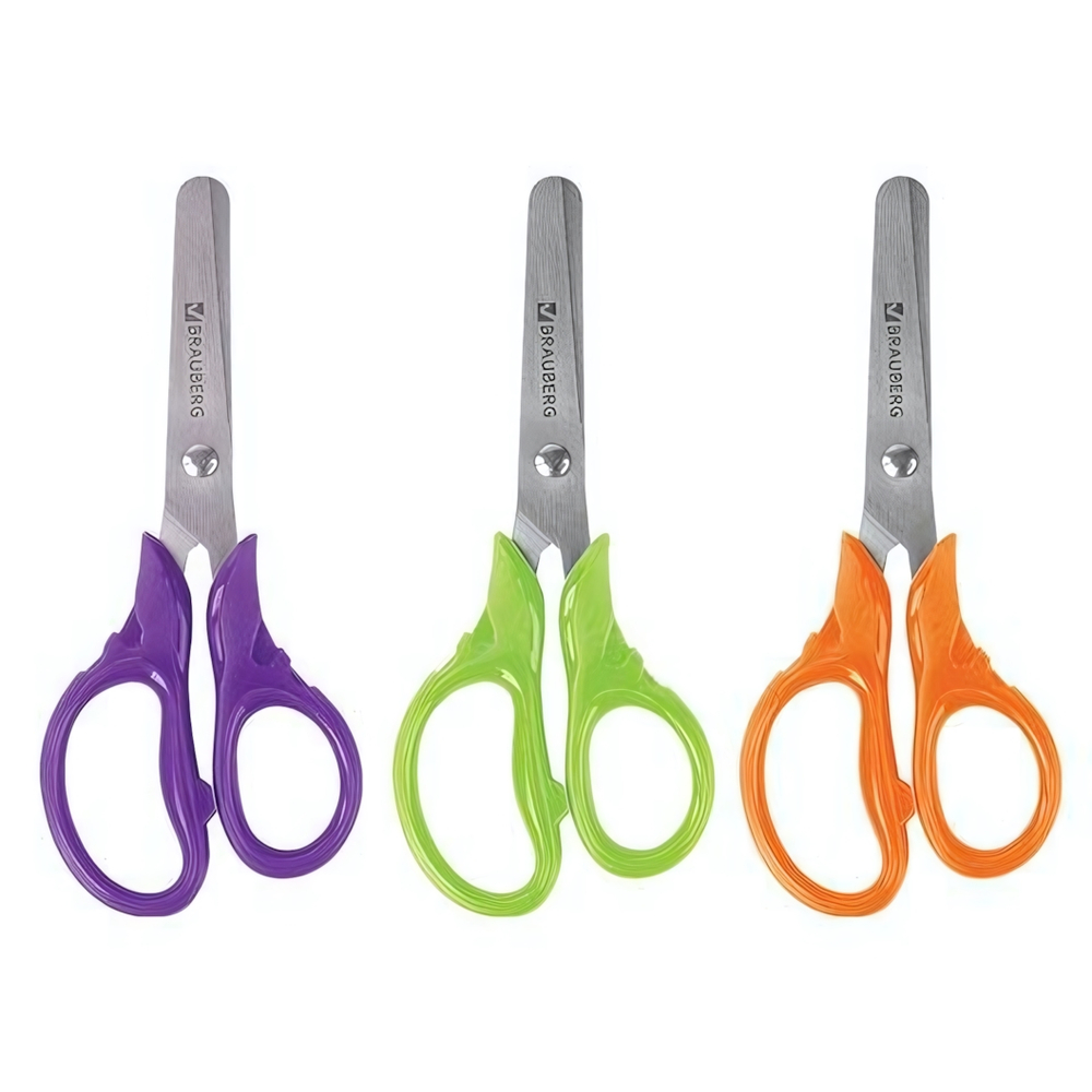 Ножницы 130мм. "Fruity" эргон.ручки, закругленные лезвия, ассорти (STAFF)