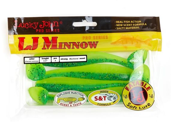 Виброхвосты съедобные LJ Pro Series MINNOW 5.5in (13,9 см), цв. T18, 4 шт.