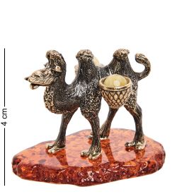 Народные промыслы AM-2822 Фигурка «Верблюд с поклажей» (латунь, янтарь)