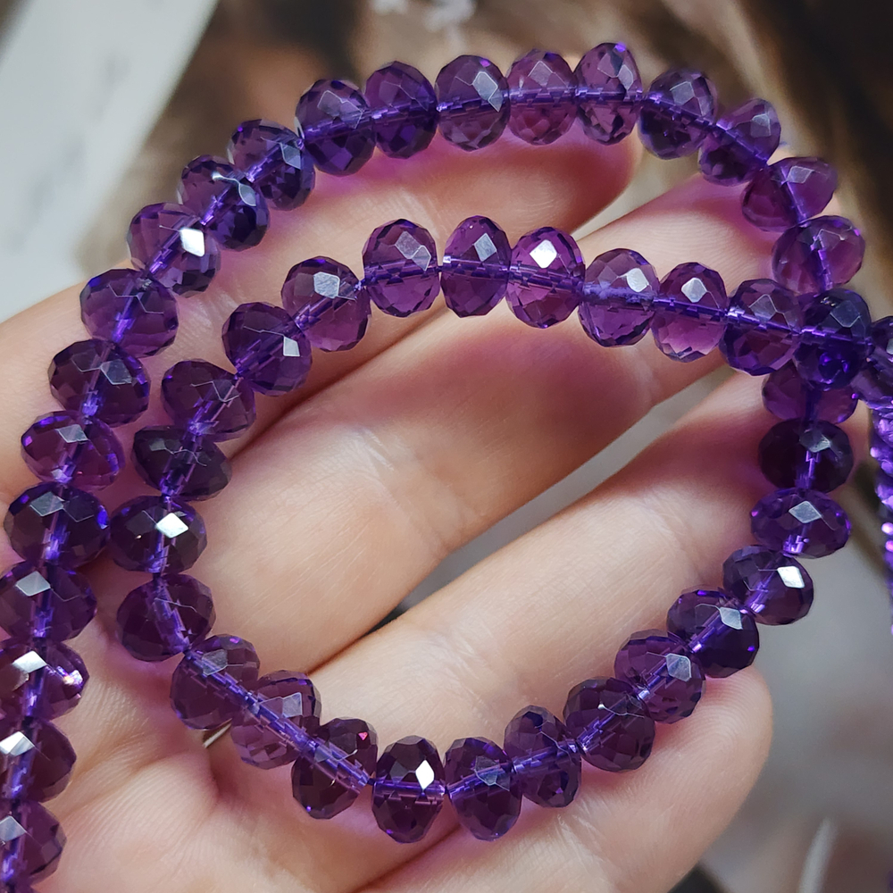 Аметист, рондель 8×5мм, ювелирная грань, штучно