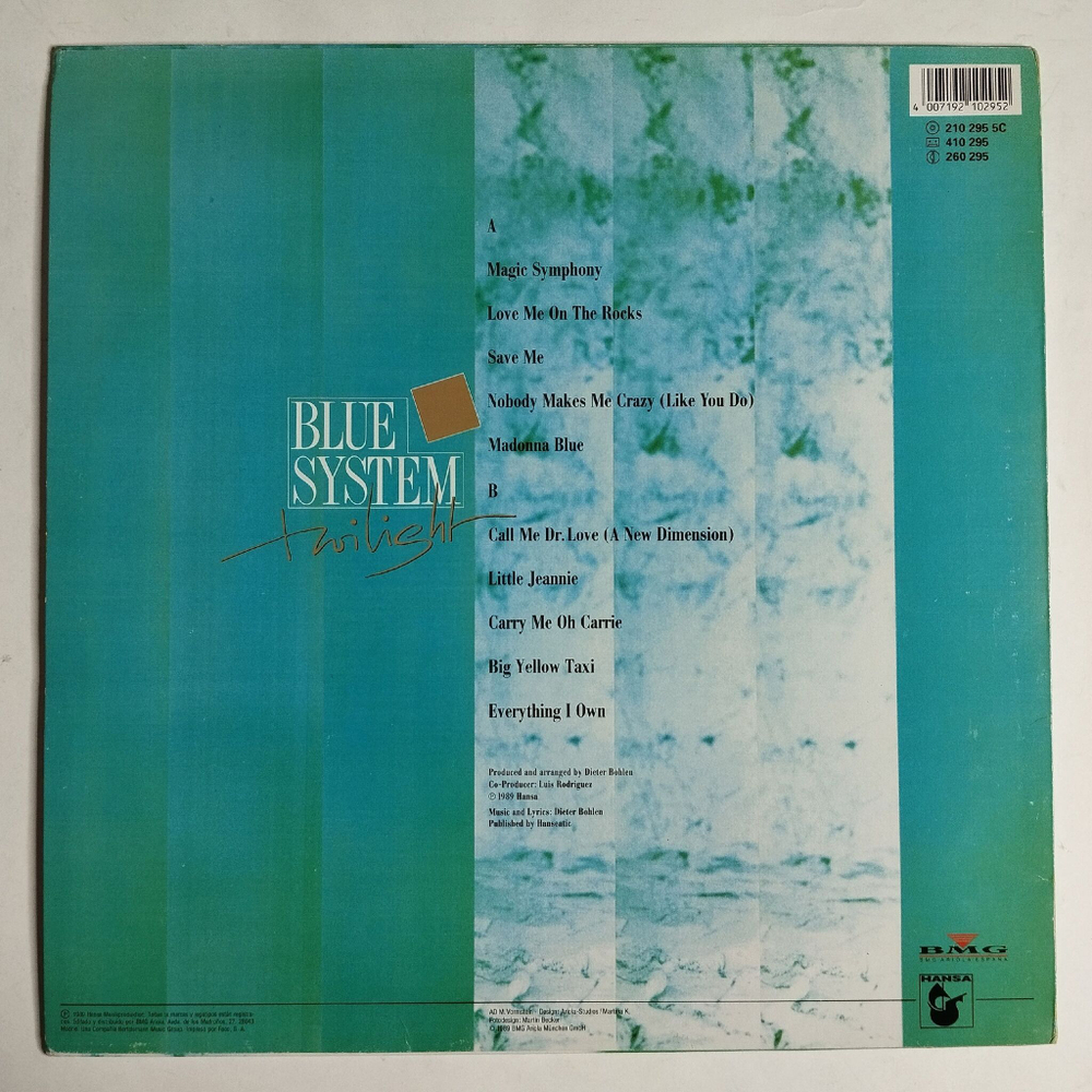Винтажная виниловая пластинка LP Blue System Twilight (Spain 1989)