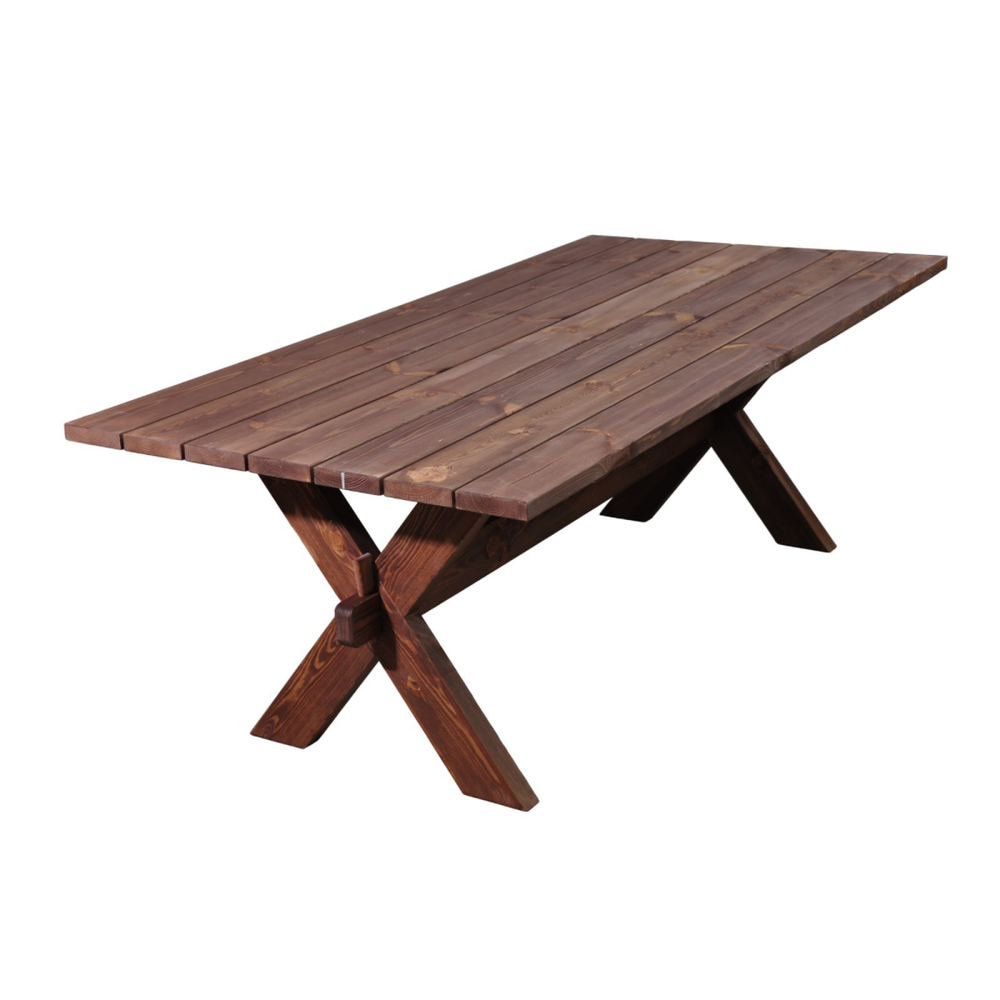 Стол обеденный садовый Осло, деревянный из массива сосны, 210х103 см, венге