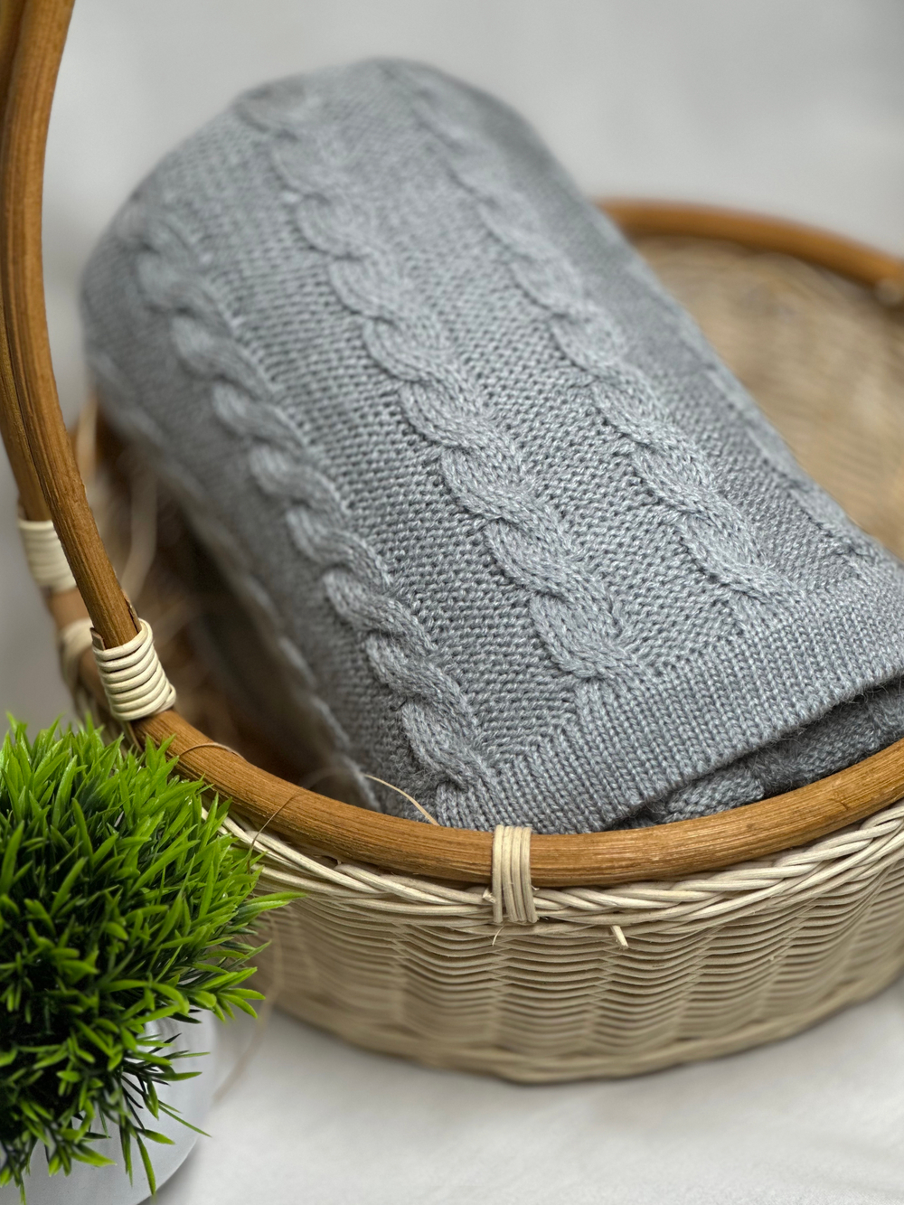 Плед вязаный Серый RinaAmari, 100*100