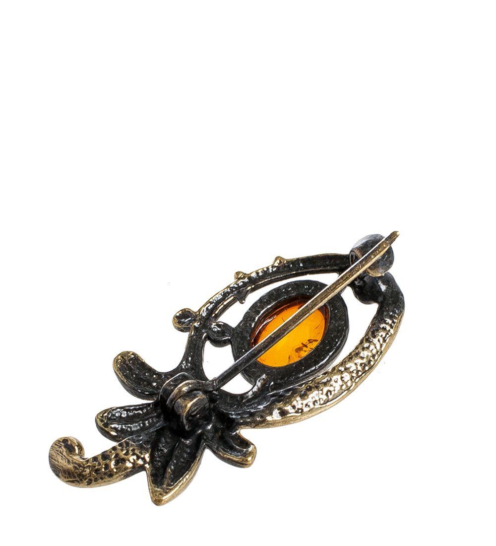 AM-1225 Подвеска «Цветочная нотка» (латунь, янтарь)