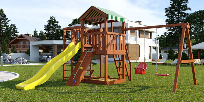 Детский игровой комплекс Савушка "Мастер" - 3 (с окраской) горка 3м