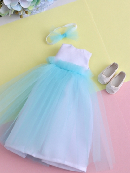 Платье с голубой пышной юбкой для куклы Paola Reina 32-34 см