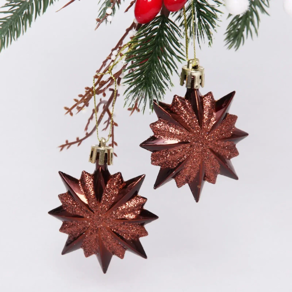 Ёлочные игрушки «Таинственное очарование» Звезда остроконечная 6 см (набор 4 шт), шоколад