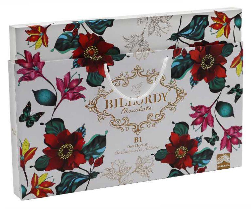Конфеты из тёмного шоколада Billordy Floral White с ореховой начинкой 300г