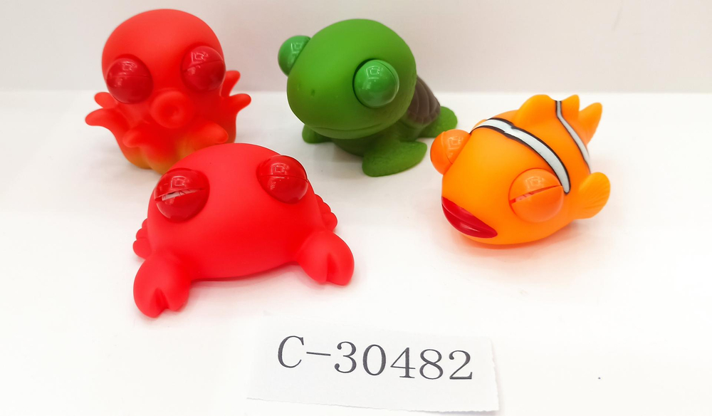 Мякиш с глазами морские животные, 4 вида микс, с-30482