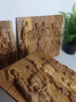 Освященная Икона «Тайная вечеря» резная из дуба 25*28,5 см