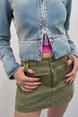 ZARA ЮБКА-ШОРТЫ С КАРМАНАМИ, ТЕМНЫЙ ХАКИ