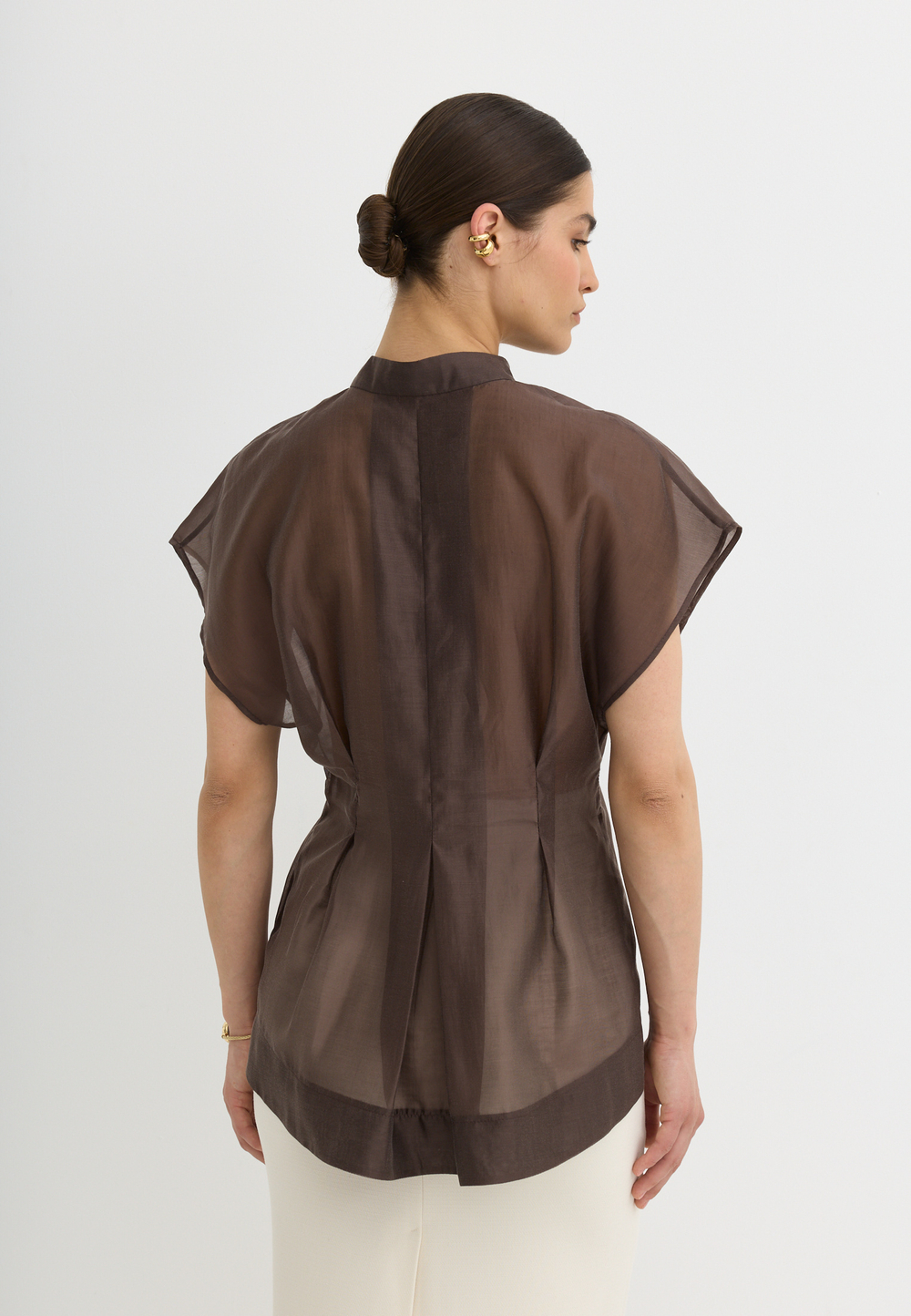 Блуза со складками, шоколадная