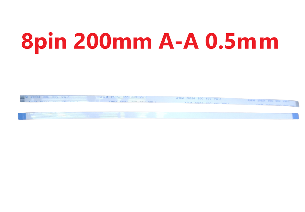 Шлейф FFC 8-pin Шаг 0.5mm Длина 20cm Прямой A-A AWM 20624 80C 60V VW-1