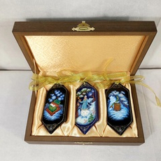 Набор ёлочных игрушек-конфет с ручной росписью Палех "Сказки" в футляре