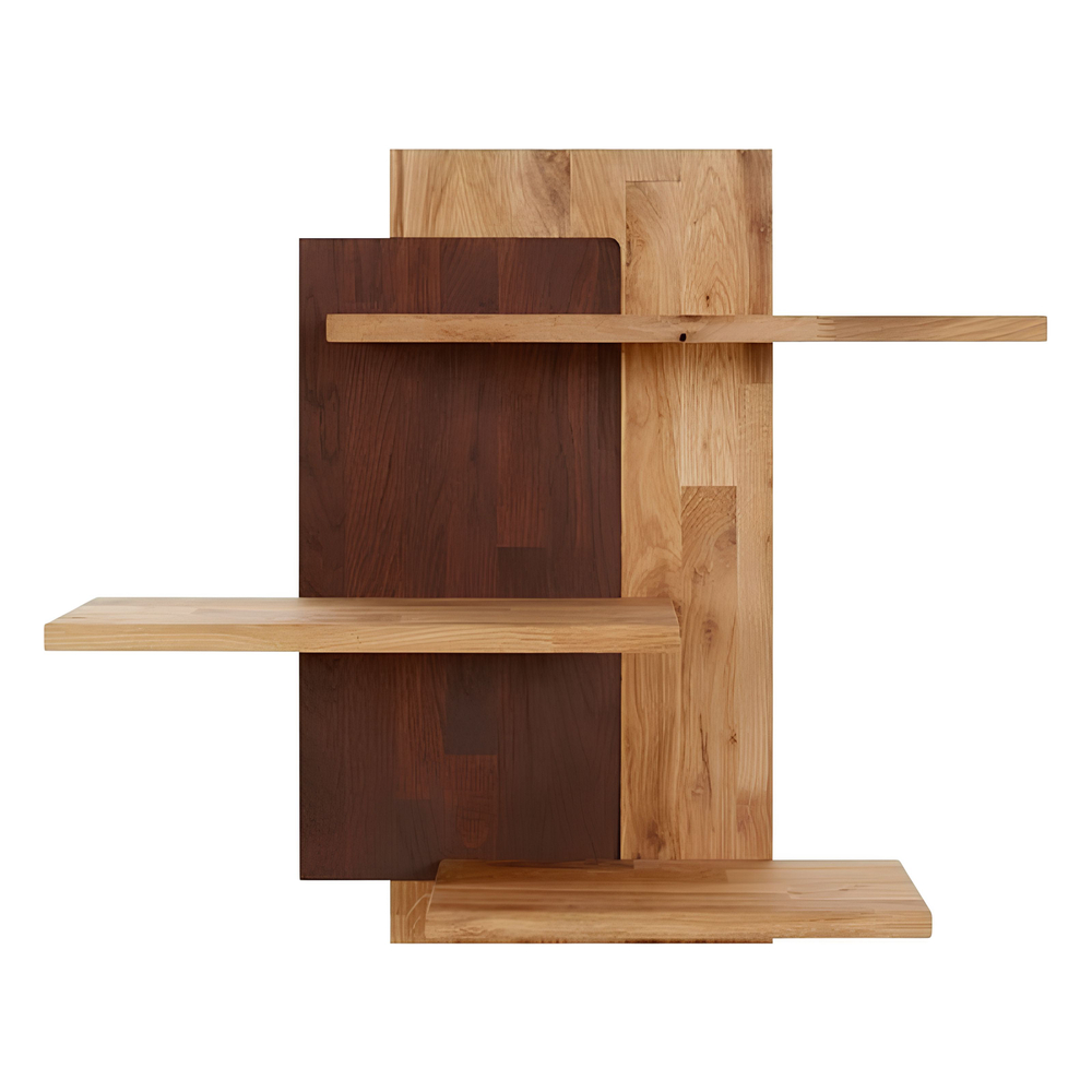 Полка настенная 72х19х62, Флеверс, навесная панель-стеллаж 3 полки, в ванную, кухню, массив дуба, Dipriz