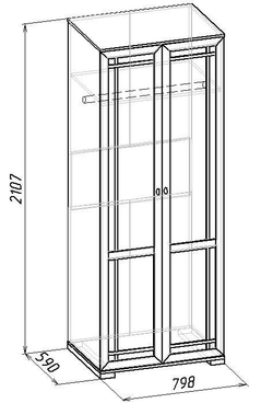 Шкаф двухдверный для одежды Sherlock 12, ясень светлый