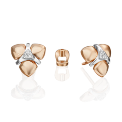 Серьги-пусеты из комбинированного золота c бриллиантами Артикул: 02-4989-00-101-1111