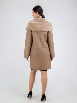 Дубленка натуральная с капюшоном длинная Турция