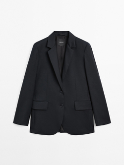 Massimo Dutti Двубортный пиджак, темно-синий
