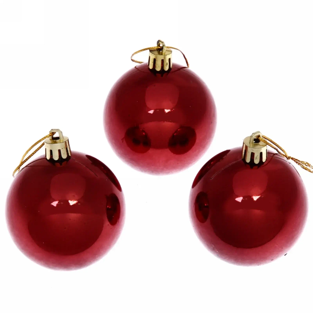 Новогодние шары 6 см (набор 3 шт) «Глянец», темный рубин