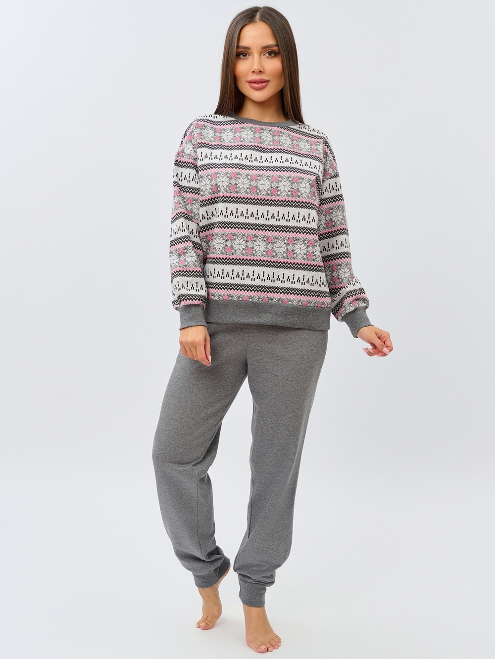 Костюм с брюками КБ-90М/серорозовая-норвежка