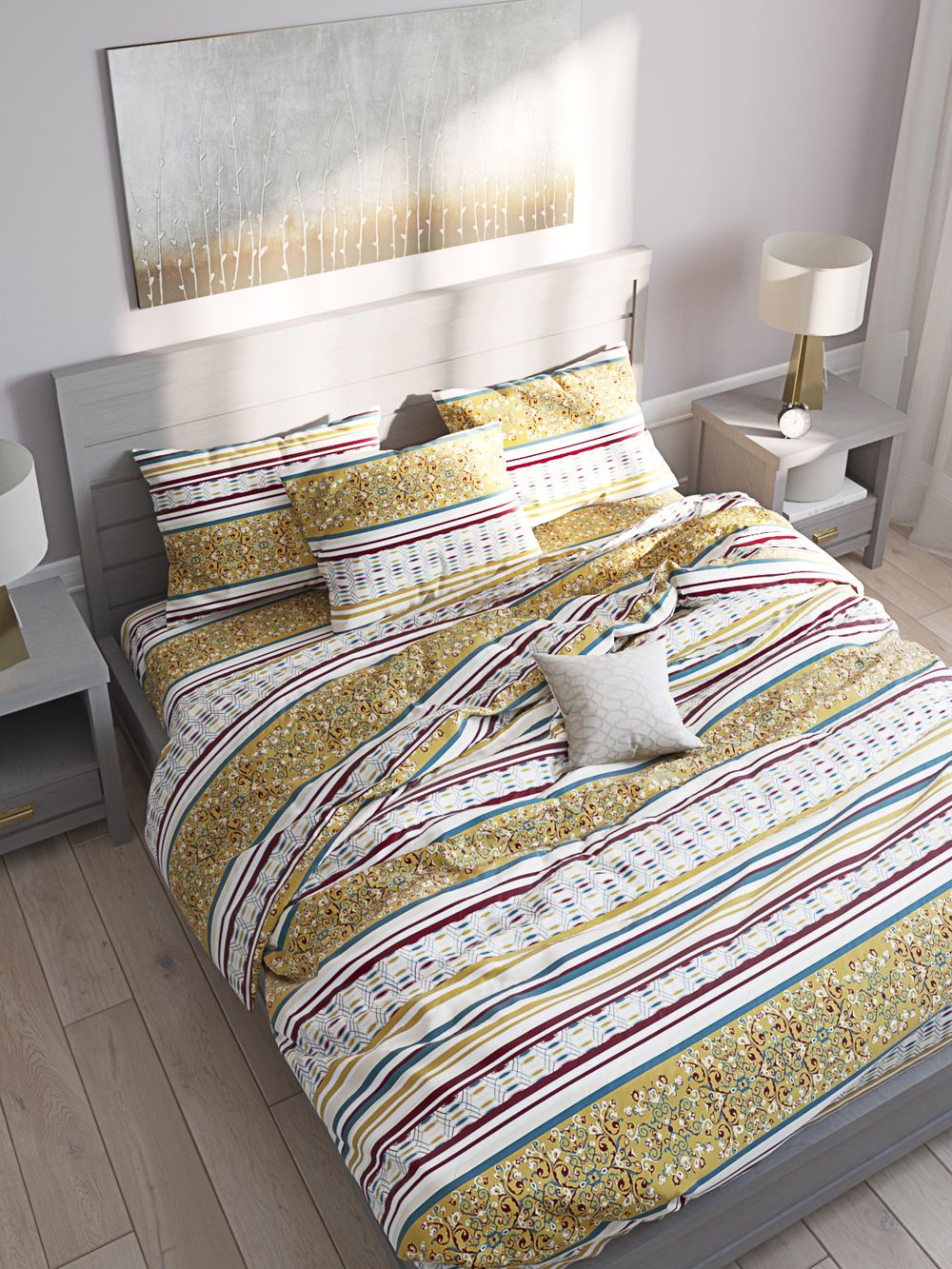 Простынь на резинке Сказка "Узорная графика (компаньон)" 160х200 см, перкаль