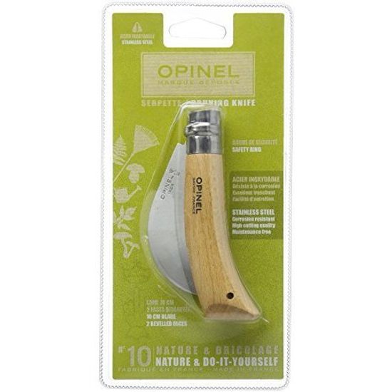 Складной нож садовый Opinel №10, нержавеющая сталь, с изогнутым лезвием, блистер, 000657 c клинком из стали Sandvik™ 12С27