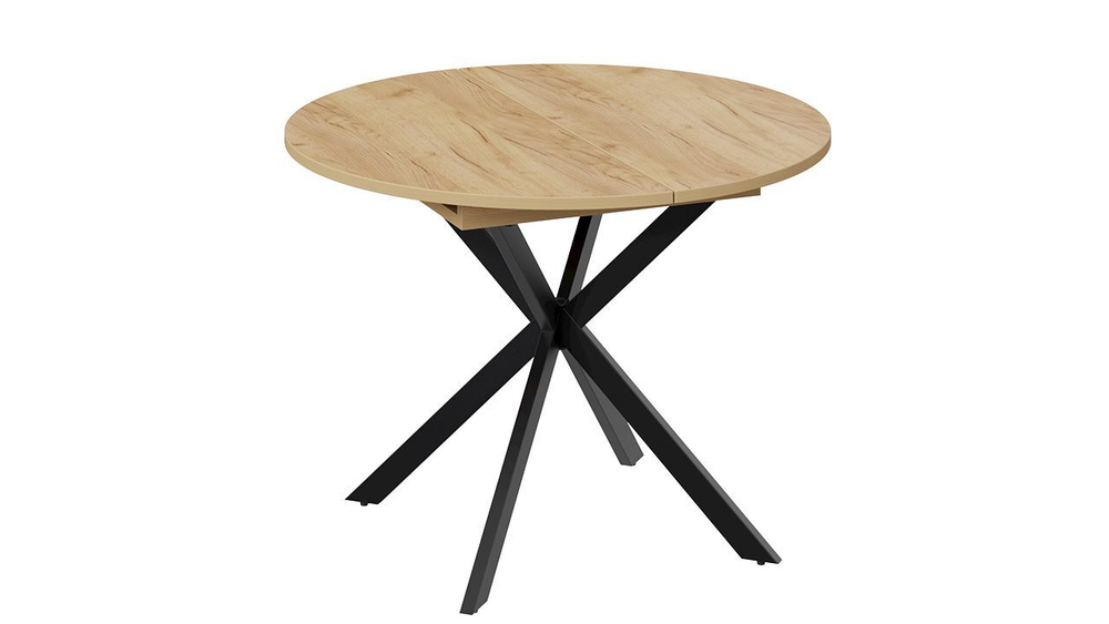 Стол кухонный обеденный круглый раздвижной Белый/Чёрный Муар, Мэдисон, 100,1х100х75 см