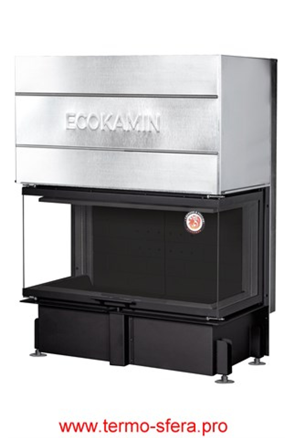 Каминная топка Экокамин ДЕЛЬТА 1000 KB три стекла черный шамот
