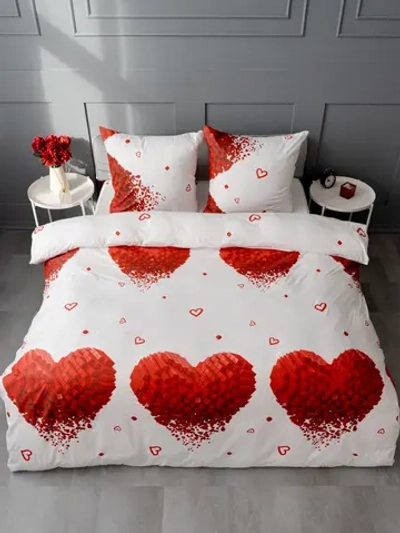 Постельное белье 1,5"Жанет» креп «Павлина», 4361 Сердца кубики на белом