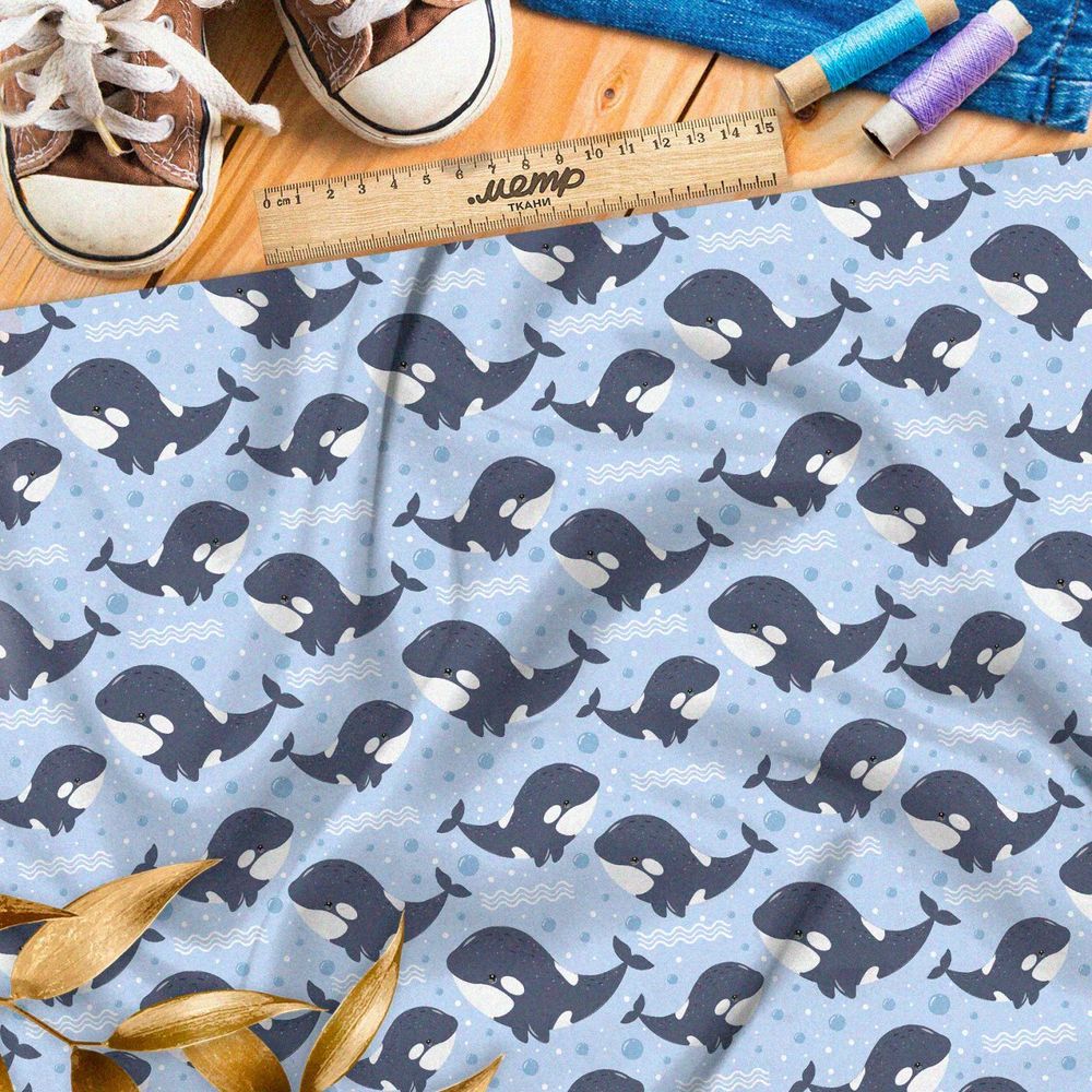 Ткань премиум сатин милые касатки