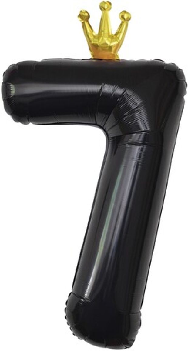 К Шар (40''/102 см) Цифра, 7 Золотая корона, Черный (БГ-60)