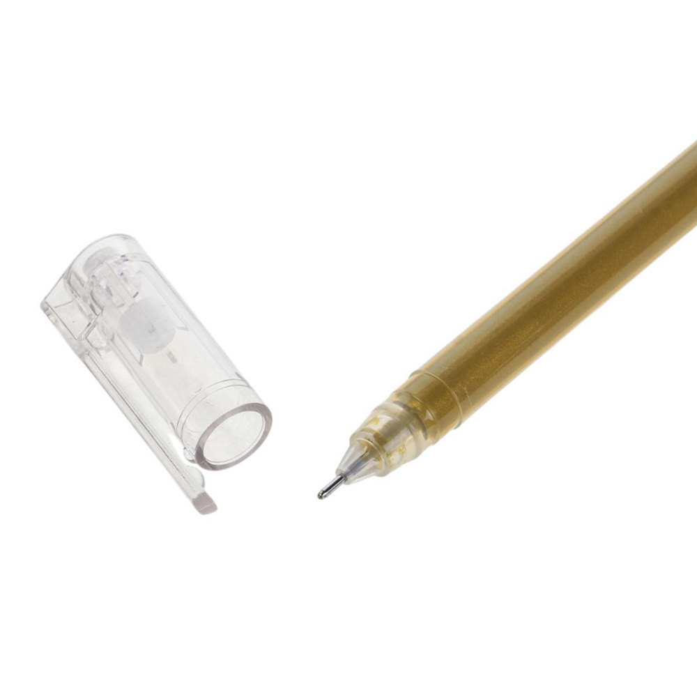 Ручка гелевая 0,4мм, золотая, бесстержневая, игольчатый наконечник (Комплект 12шт.)