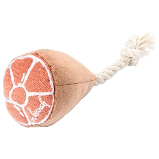 Mr.Kranch Игрушка для собак мелких пород "Рулька" с пищалкой и канатом, 20*7см