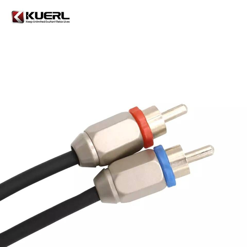 Кабель автомобильный акустический межблочный провод автозвук 2RCA-2RCA, ПВХ 5 м.