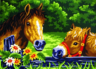 "Любопытные пони"-6235 канва с рисунком