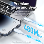 USB 2.0 Type-C Male to Lightning Male 3A Cable 1M Black Aluminum Alloy Type